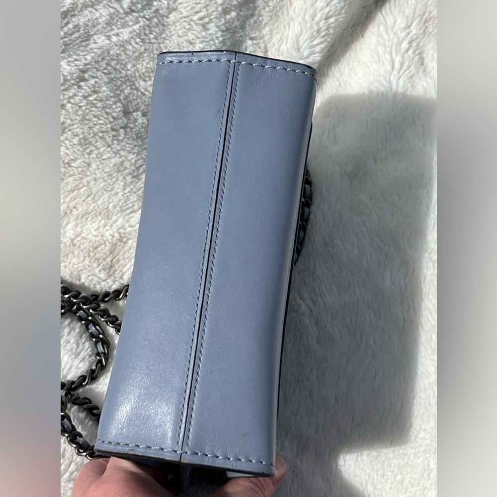 EUC Coach Parker 18 with Scattered Rivets in Blue Gray with Gunmetal Hardware - Picture 6 of 16